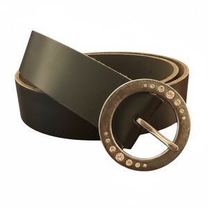 American Eagle Outfitters Crystal Buckle Black Leather Belt